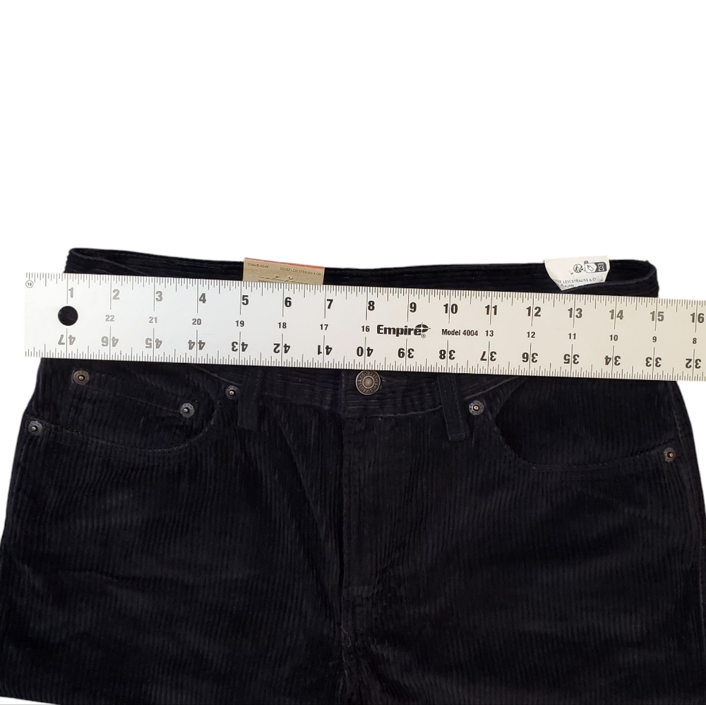 Levi's Womens Black Corduroy Pants 27X30 Straight Leg Preppy Goth Irregular NWT - Picture 10 of 14